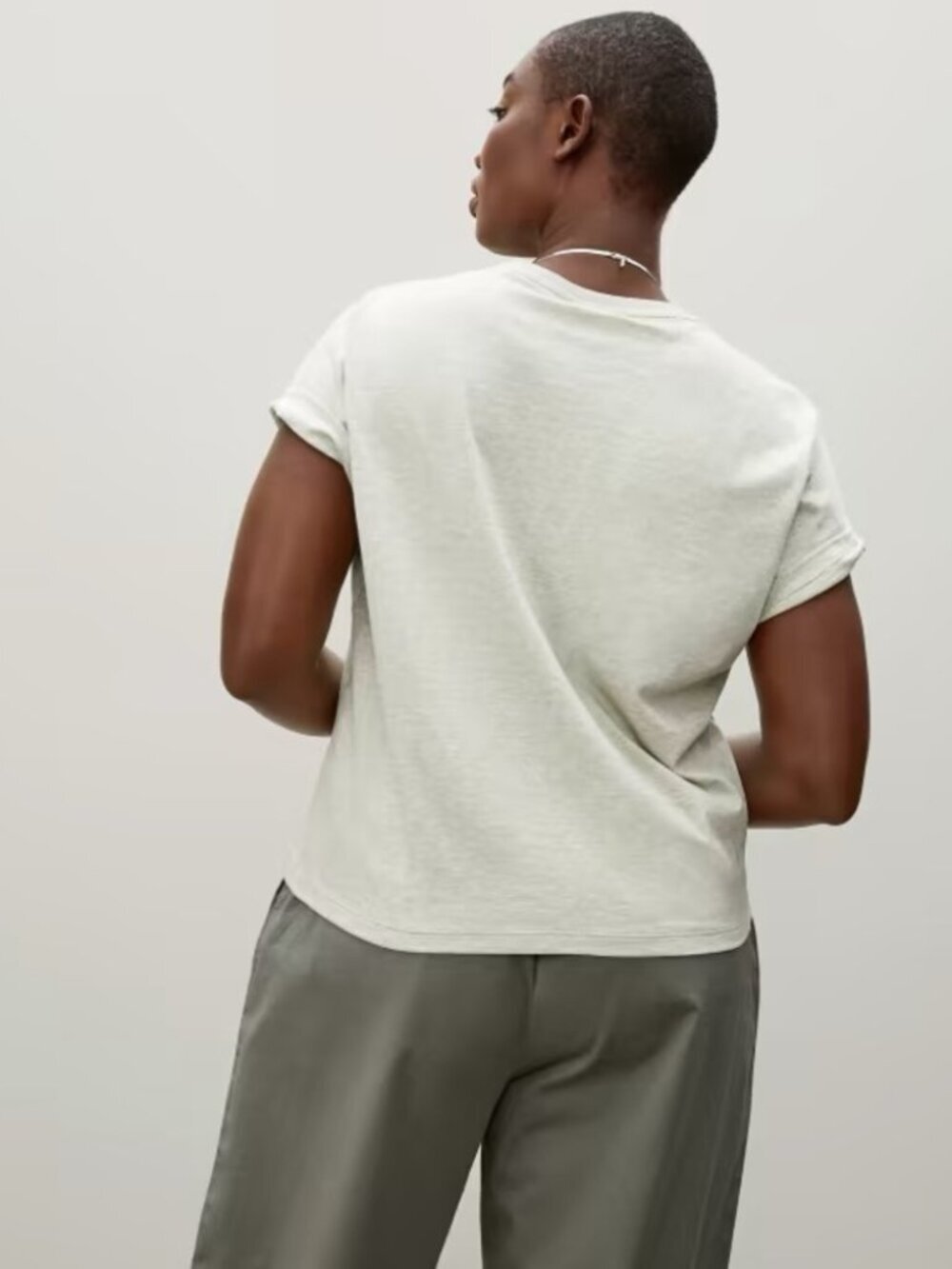 Everlane Womens Heathered Off White Short Sleeve Box Cut T-Shirt Size Medium - Picture 2 of 8